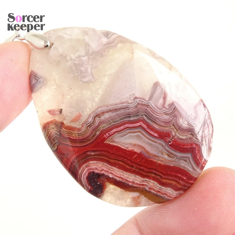 Fashion Women Man Necklaces Pendants Natural Mexico Crazy Lace Agate Gemstone Triangle Healing Crystals for Jewelry Making BQ232