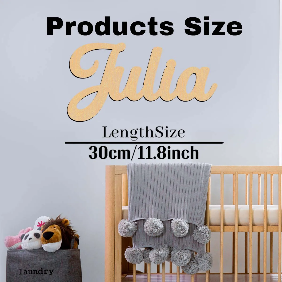 1pc Creative Julia example Customized Name Wood Material Wooden Decor Laser-Cut Sign Vertical Orientation Door Hanging Decor