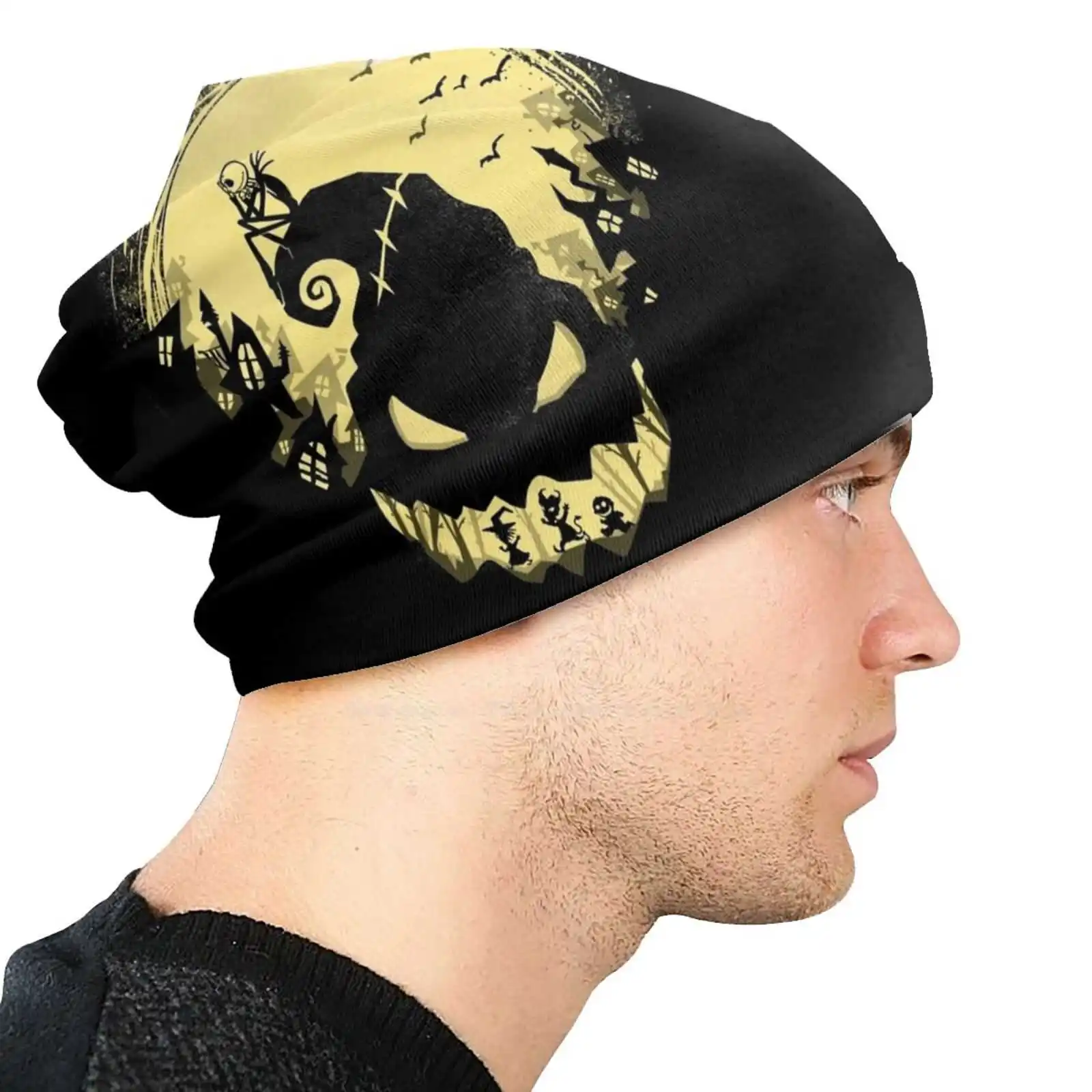 Jack\'s Nightmare Knitted Hat Warm Beanie Outdoor Caps The Nighmare Before Christmas Skeleton Black Mr Oogie Boogie Mr Boogie