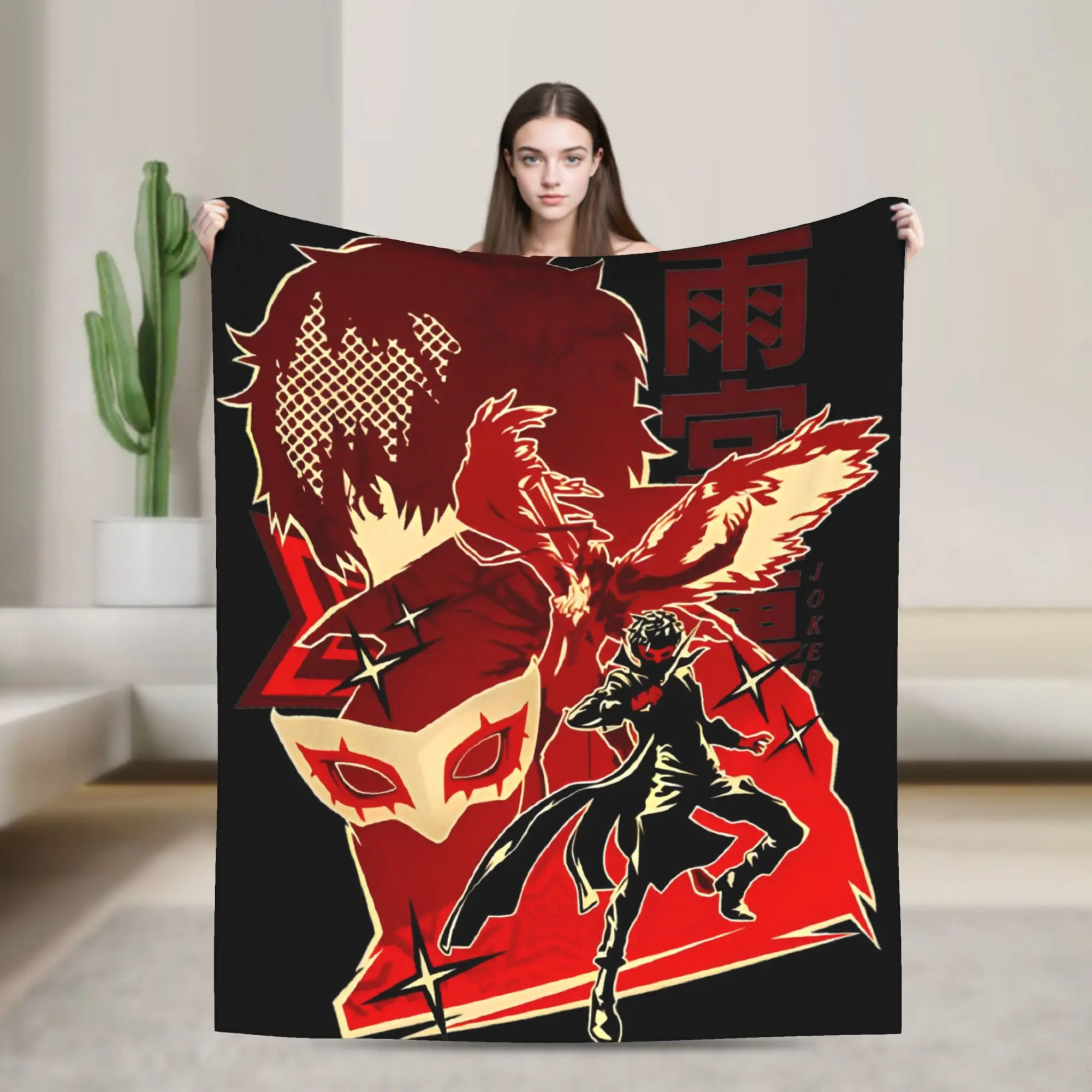 Persona 5 The Phantom Thieves of hearts leader Blankets  Flannel Vintage Breathable Throw Blankets for Bedspread Summer