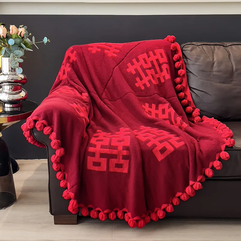 Happy word rose blanket finished product hand crocheted wedding engagement high-end gift shawl for newlyweds and girlfriends bla