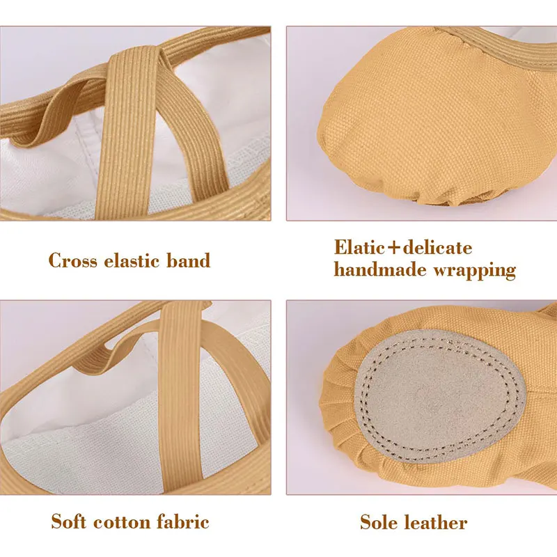 الفتيات أحذية الباليه اليوغا النعال ملابس رقص الجمباز للأطفال الجمباز الرقص ممارسة سبليت وحيد لا حاجة إلى ربط (طفل صغير/طفل كبير