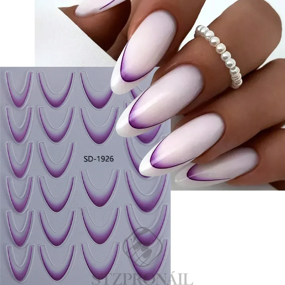 Autocollants 3D pour Ongles avec Lignes Françaises Dégradées Colorées, Décalcomanies Simples, Décoration Artistique de Manucure, Accessoires pour Salon de miles