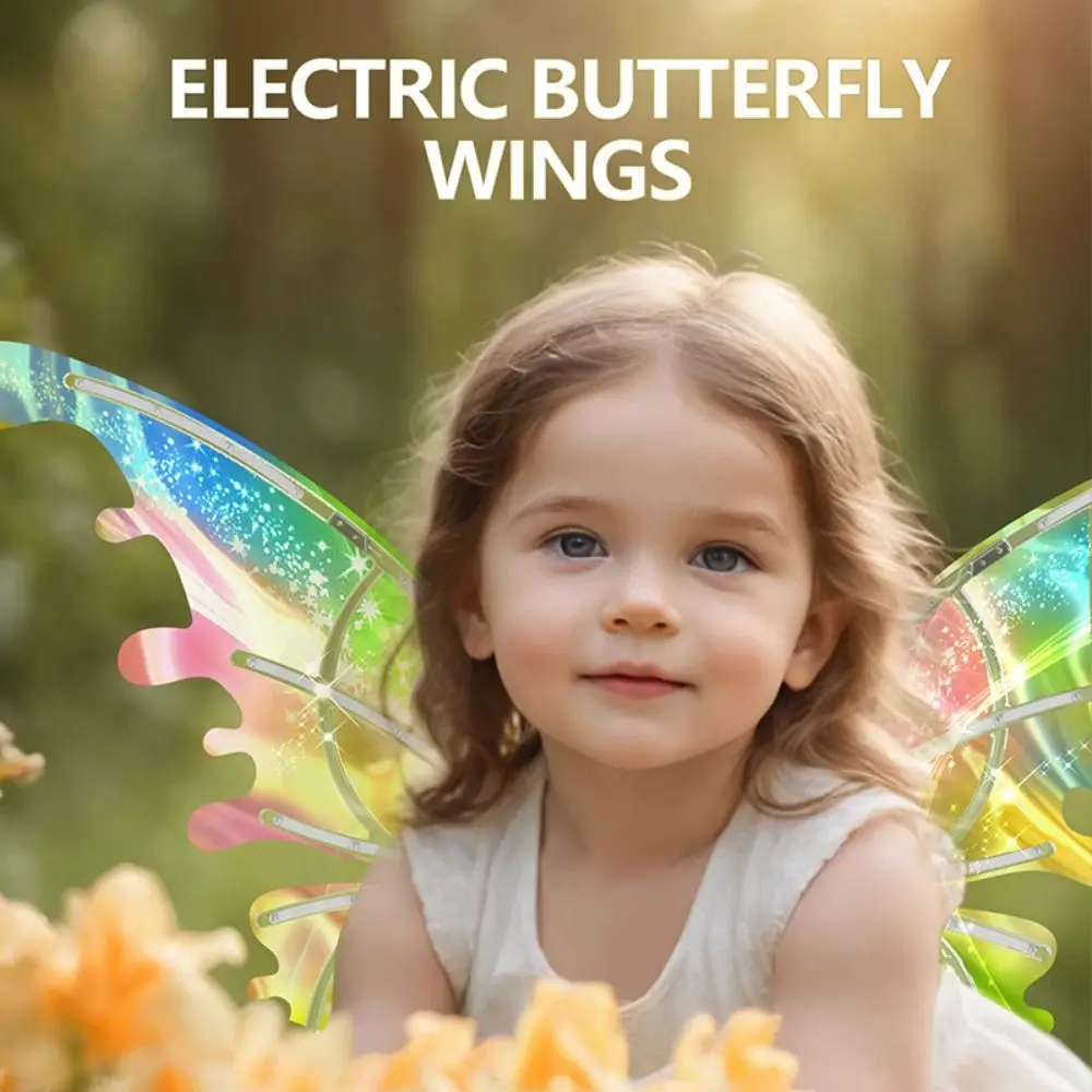 Glowing Shiny Butterfly Electric Wings Back Decoration with Music Lights Moving Elf Wing Luminous Dress Up Lights Fairy Wings