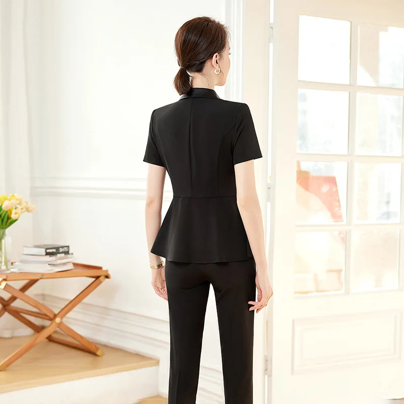 Hot Sale Of The Season New Women's Short Sleeve Professional Suit Pant Set Formal Workwear Polyester Cotton Blend Elegant Bus...