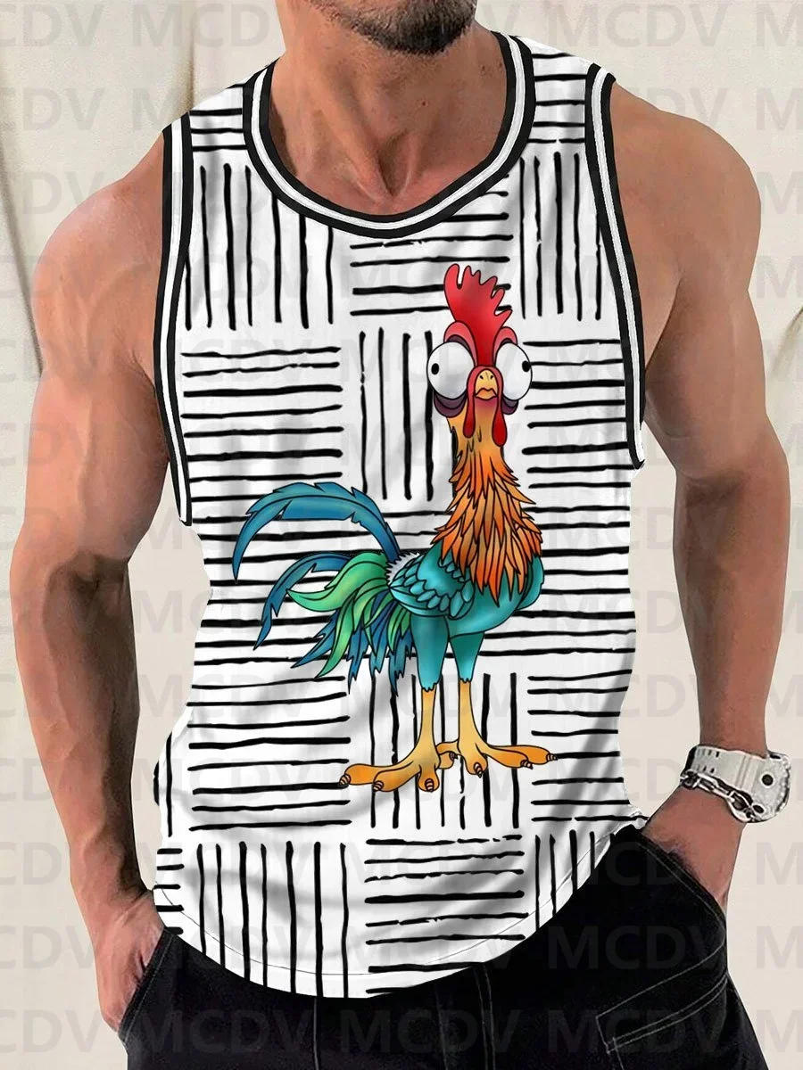 Wavy Sakura Print Crew Neck Tank Top 3D Printed Tank Tops Men Summer Tops