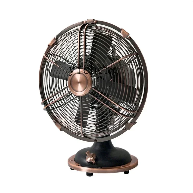 

Retro 8-Inch Desk Fan Antique Nostalgic Pure Copper Movement Metal Electric Fan Shaking Head Home