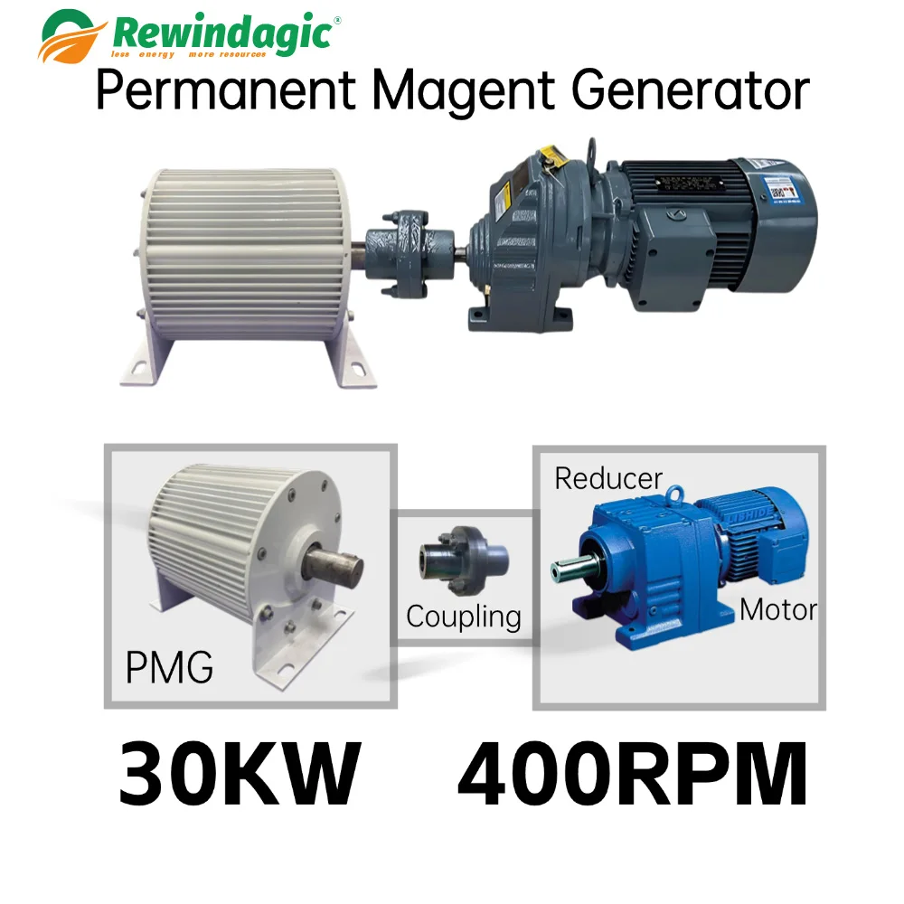 20KW Permanent Magnet Generator 220V 230V 380V 400 RPM Dynamo 30000W Alternator Quiet Generator With Driving Motor