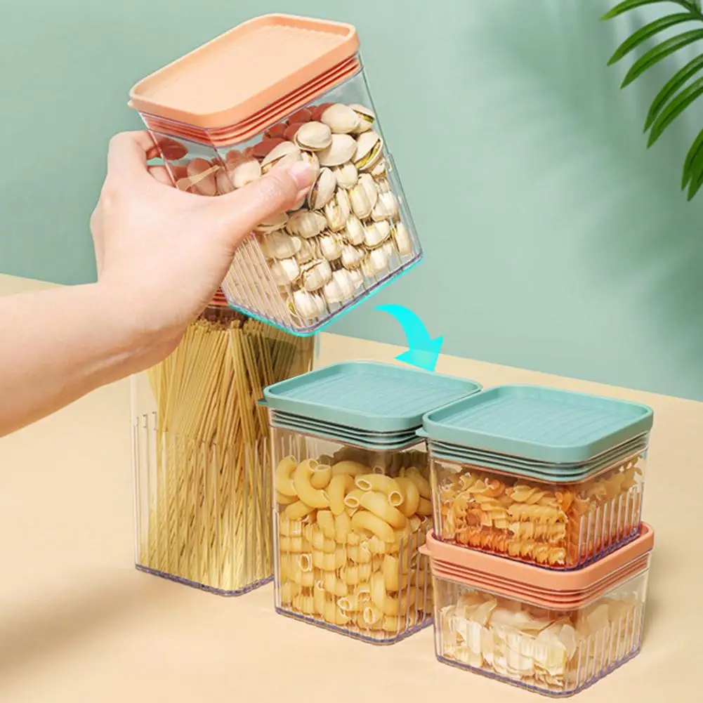 Kitchen Pasta Spaghetti Sealed Storage Jar Dispenser Large Transparent Container Box For Dried Fruit Nut Snacks Rice Grain