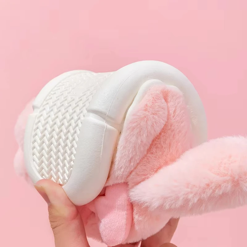 

Cartoon Parent-Child Plush Slippers Girls Kawaii Anime Cotton Shoes Flat Autumn Winter Warm Non-Slip Cute Student House Slippers