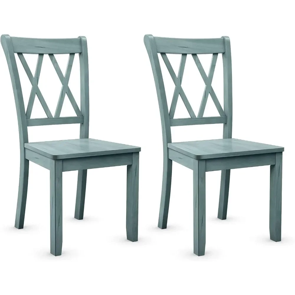 Set of 2 Dining Chairs, Rubber Wood Dining Room Chair, Farmhouse Dining Side Chairs, Max Load 400 Lbs