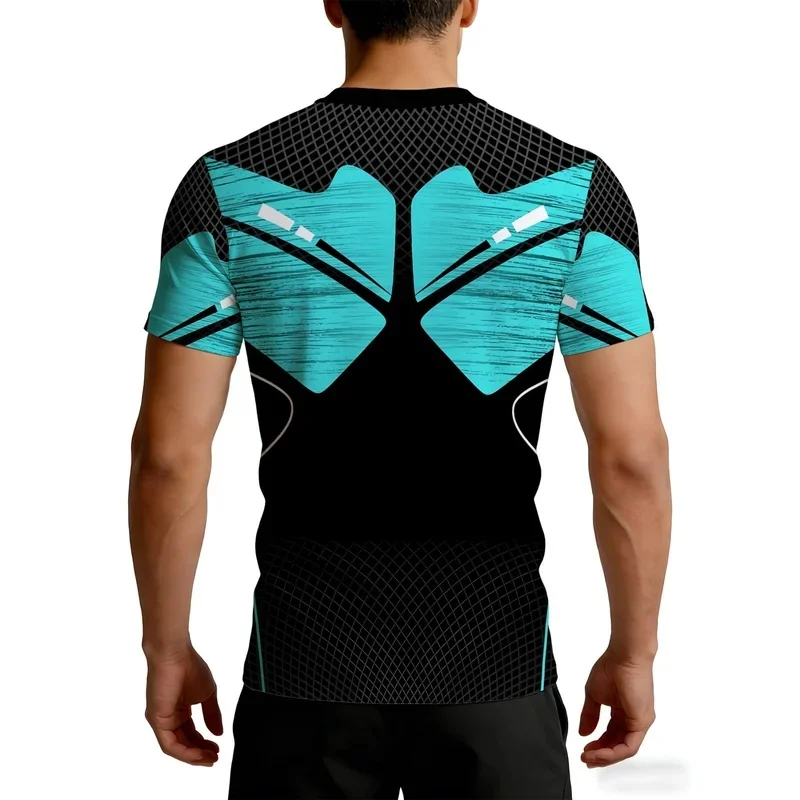 Men's Compression Sports T-Shirt Round Neck Short Sleeve Breathable Mesh Panels Gym Outdoor Protective Activewear