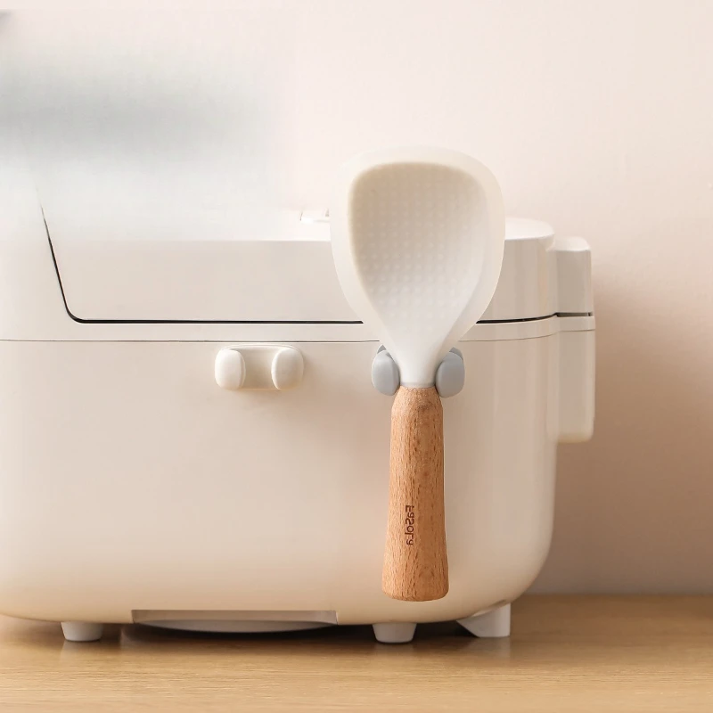 

Multi-functional Rice Spoon Storage Rack, Rice Cooker Plug Storage Rack, and Non-drilling Hook