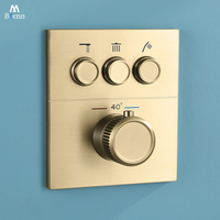 M Boenn Bathroom Faucet Button Switch Brass Concealed Mixer Built-in Thermostat Mixer Shower Tap Valve 3 Function Black Diverter