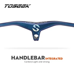 TOSEEK-Carbon Fiber Integrated Handlebar Stem, Mountain Bicycle Parts, Dazzle Blue to Purple Glossy, 17 Degrees, MTB