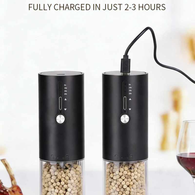 Quantitative Electric Salt and Pepper Grinder Rechargeable Adjustable Coarseness Large Capacity Auto Spice Grinders Kitchen Tool view 6