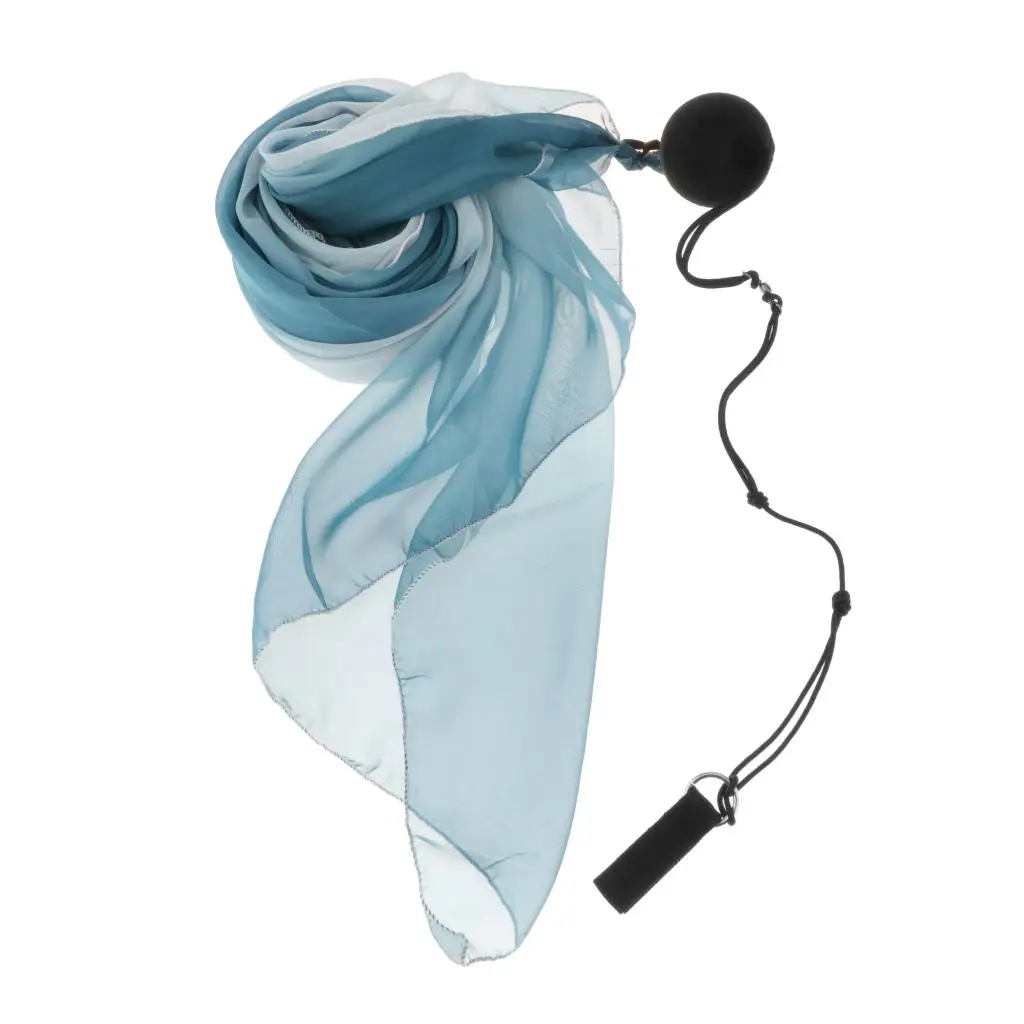 Stage Belly Dance Veil and Poi Balls for Women Silky Streamer Scarf Adjustable Chain Purple Blue Dance Performance Prop Set