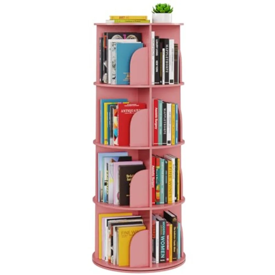 

SpaceAid 4-уровневая вращающаяся книжная полка Tower Spinning Bookcase Lazy Susan Вращающаяся книжная полка на 360 градусов для хранения Круглая карусель Вертикальная