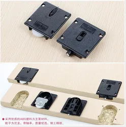2 Sets 4pcs  Wardrobe Plastic Plate 25mm Dia Wheel Sliding Door Roller