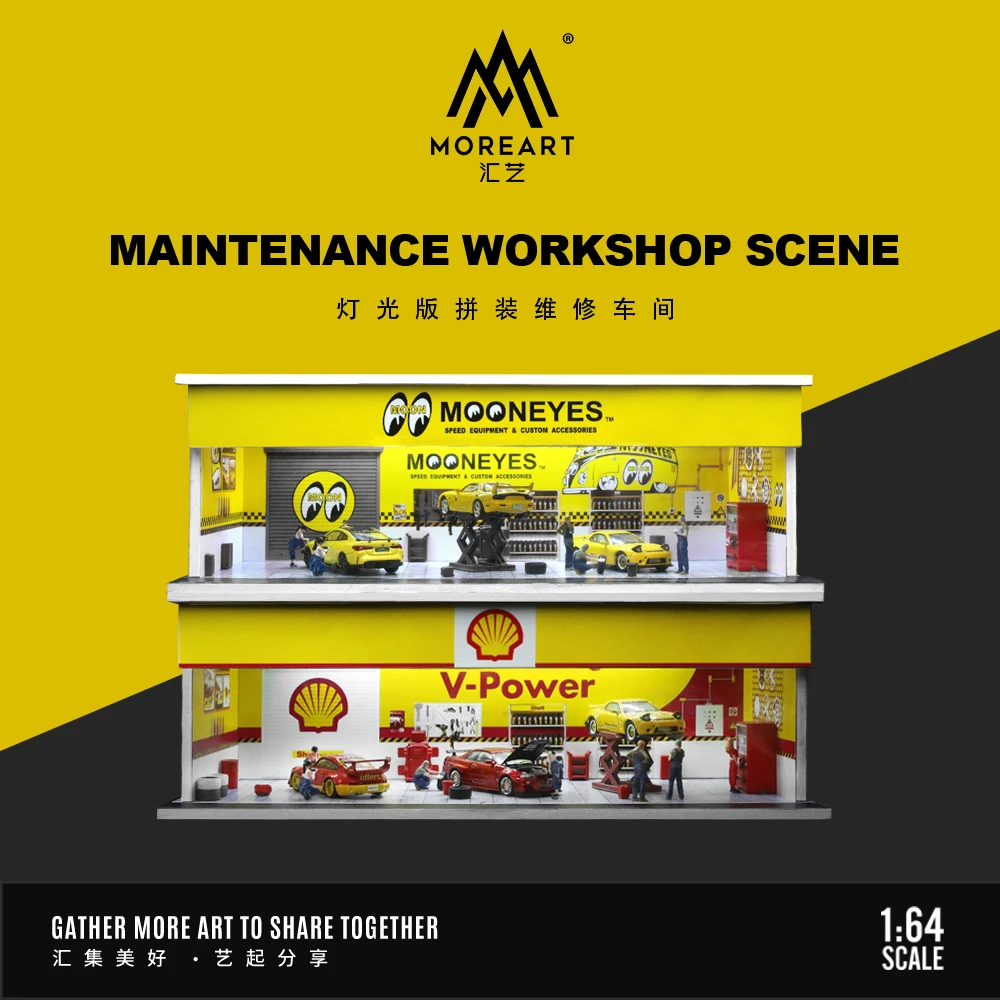 MoreArt+TimeMicro 1:64 Moon Eye &shell repair workshop light version assembly scene