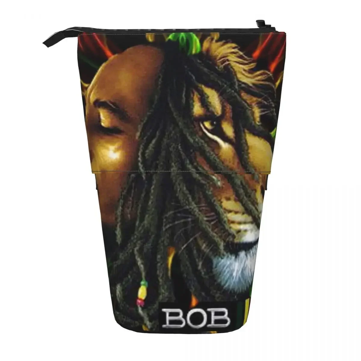 Jamaica Singer Reggae Rock Bob Marley Reversible Pencil Case for Boy Girl School Pen Box Pencil Bag Stationery Supplies