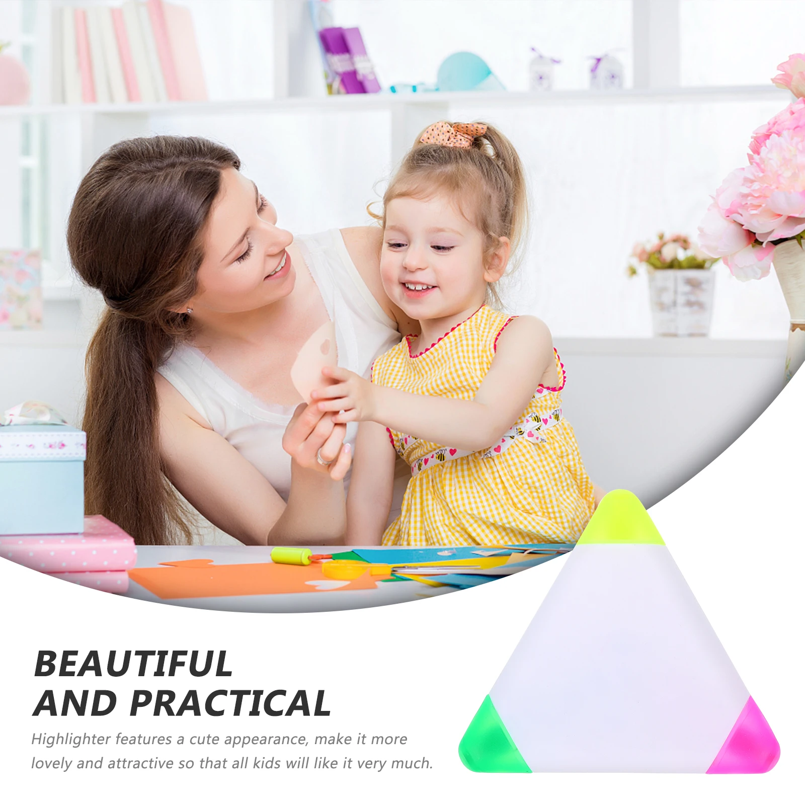 5pcs Highlighter Pens 3-in-1 Marking Pen Ergonomic Triangle Shape Super Smooth Quick-Drying Ink for Notes Study Fluorescent