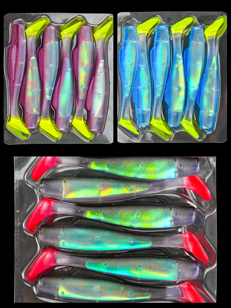 6 Stück Weiche Paddelschwanz-Swimbait UV-GLOW Angelköder 8cm TPR Weichköder 80mm 4,8g Künstliche Silikonköder Wobblers Weichköder