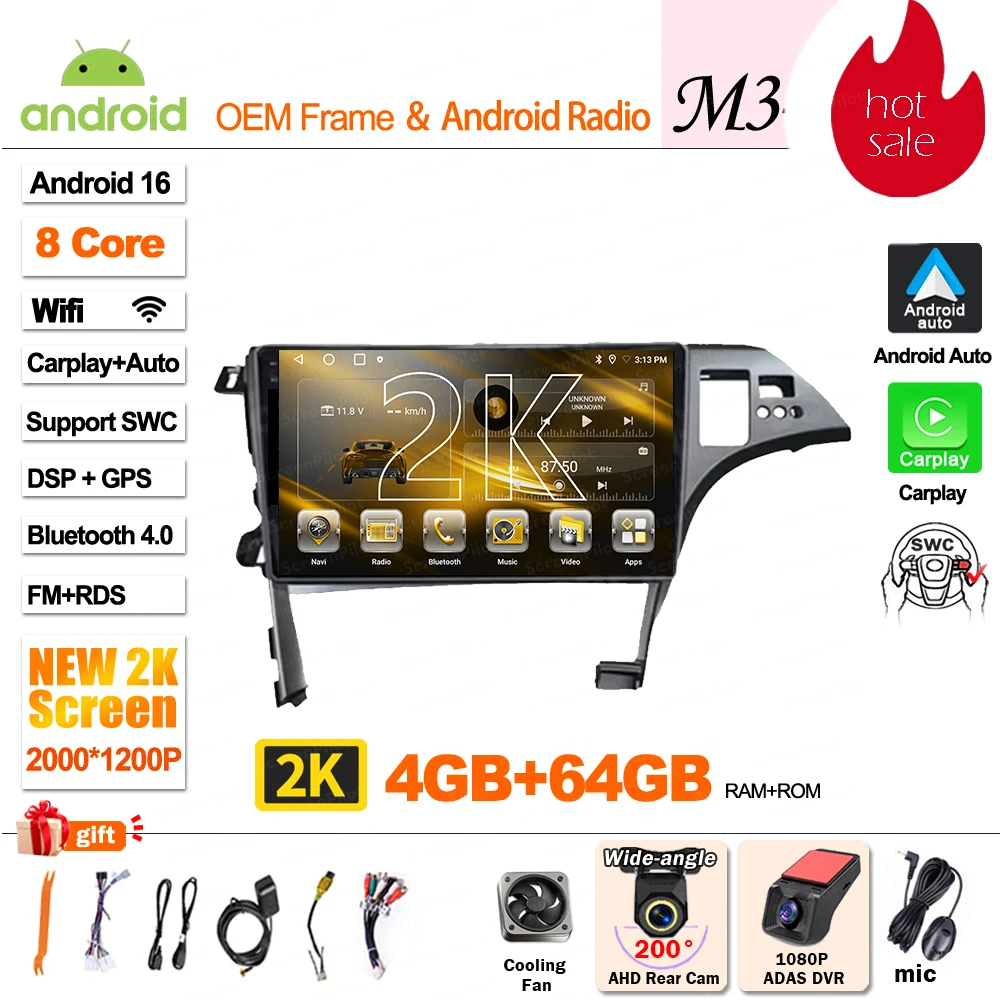 Android 16 Voor Toyota Prius 3 XW30 2009 - 2015 Stereo Head Unit Multimedia Video Player GPS Navigatie Bluetooth 8 Core Wifi 5G