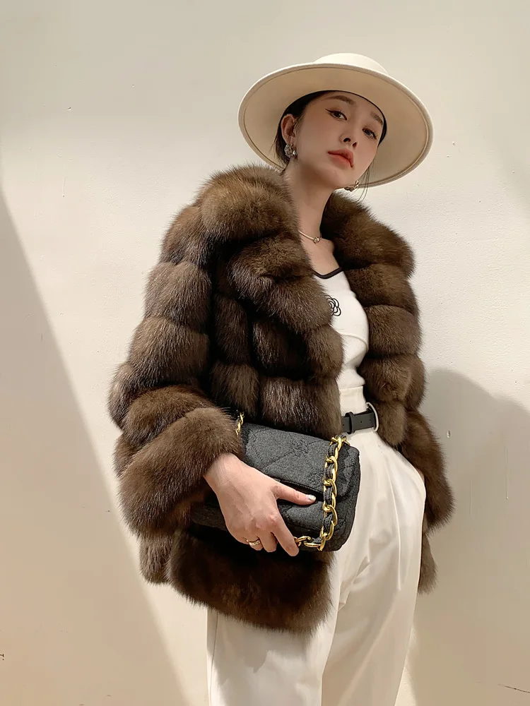 

Luxury-Style Starry Sky Embroidered Sable Coat for Winter 2025 - Short Style Luxury Formal Collar Fur Coat for Women