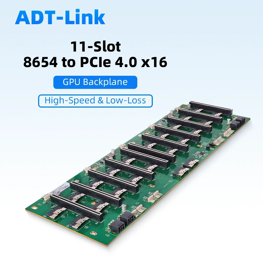 VoltS8654 To Pcie 4.0 X16 Mcio To Pci-e 5.0 X16 Base ,8,10 Card 11-slot Gpu Graphics Baseplate Egpu 40mm Spacing Server Motherbo