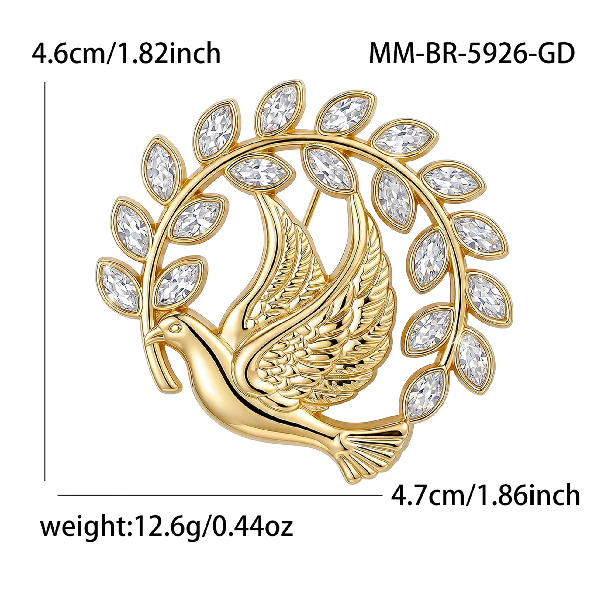 Classic Rhinestones Peace Doves Brooches for Women Unisex Wear Creativity Metals Animals Pins Badges Casual Party Banquets Frien view 6