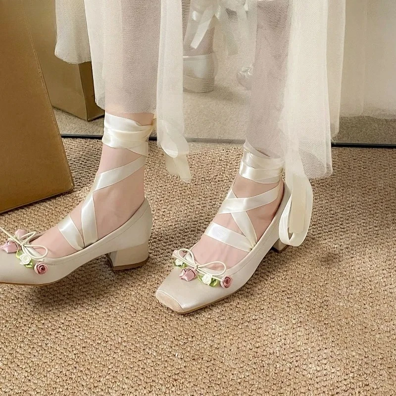 

Women's Shoes Classic French Style Temperament Single Shoes Ice Silk Satin Casual Flats Fashion Square Head Design Ballet Shoes