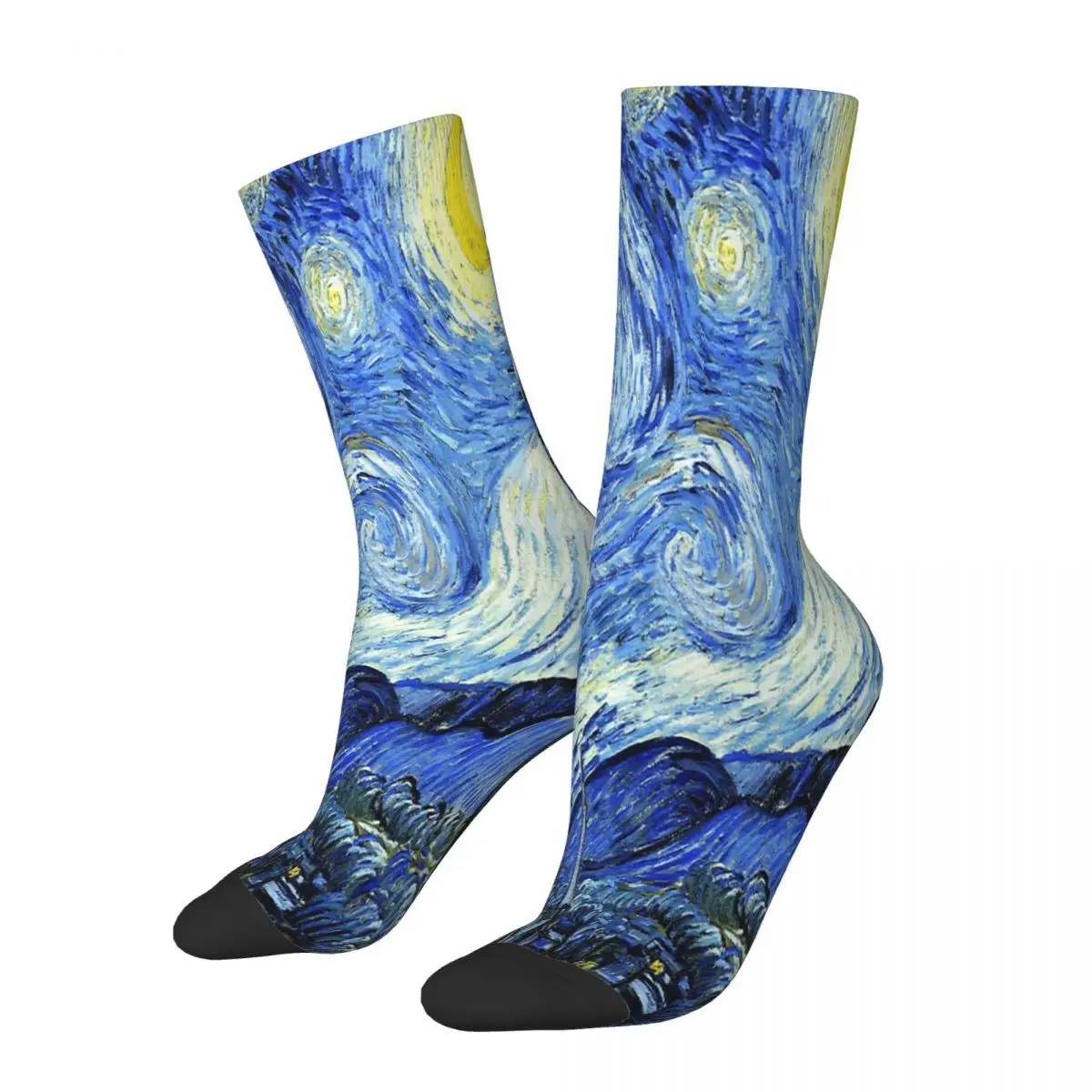 The Starry Night Van Gogh Oil Painting Art Socks Male Mens Women Winter Stockings Harajuku