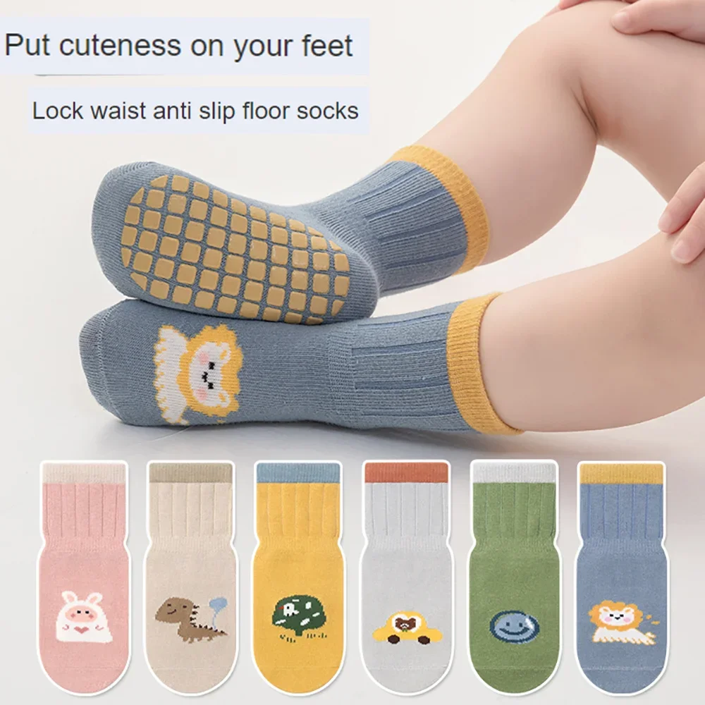 

1pairs Boys Girls Kids Anti-skid Socks With Grip, Breathable Comfy Socks, Toddlers Infants Children's Cute Socks For 0-5Years Ol