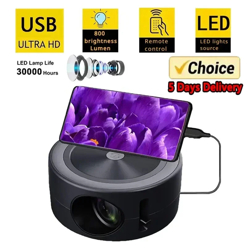 YT200 Smart Projector LED HD TV Video Projetor for 4K 1500 Lumens Android Same Screen Home Cinema Outdoor Portable Projetor