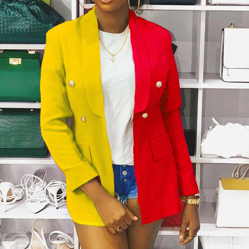 Contrast Patchwork Blazers Office Long Sleeve Business Suit Women 2023 Spring Autumn Jacket Fashion Multicolor Blazer Harajuku