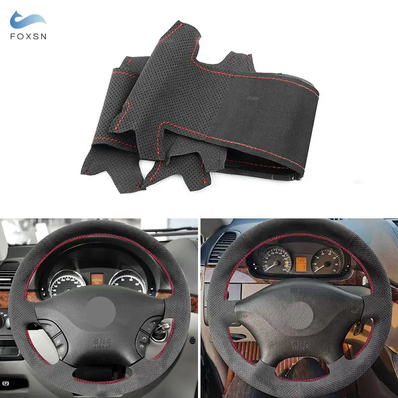 For Mercedes Benz Viano W639 2003-2010 Vito 2003-2014 Sprinter 2006-2013 For VW Crafter Car Steering Wheel Suede Leather Cover