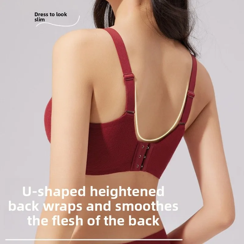 Light Warm One-Piece Fixed Cup Bra Women's Seamless Gathered No Steel Ring Anti-Sagging Comfortable Soft Support Nylon Bra