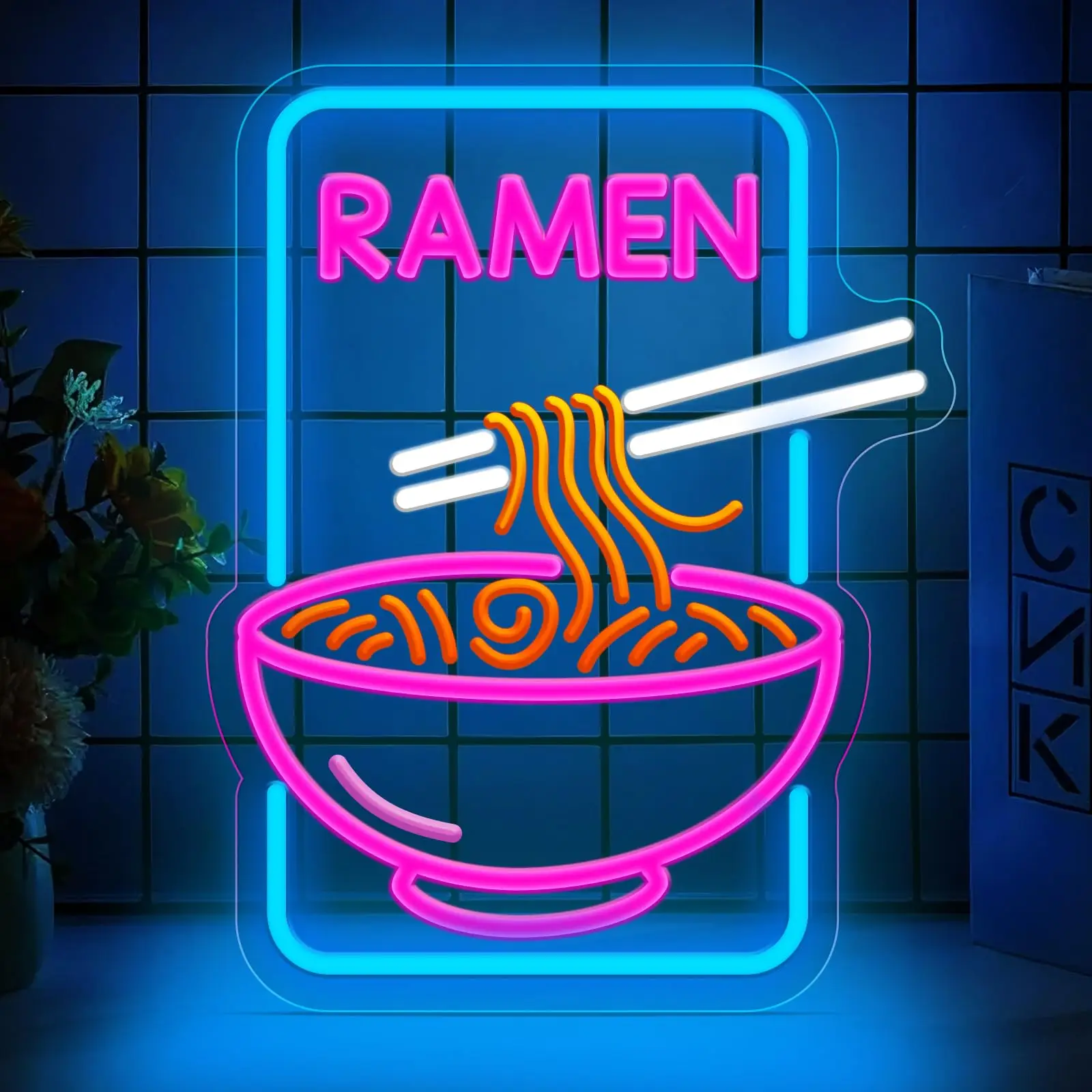 Ramen Neon Sign Noodles Light Room Decor Dimmable Led Signs for Restaurant Decor Kitchen Dining Hall Club Party Gifts