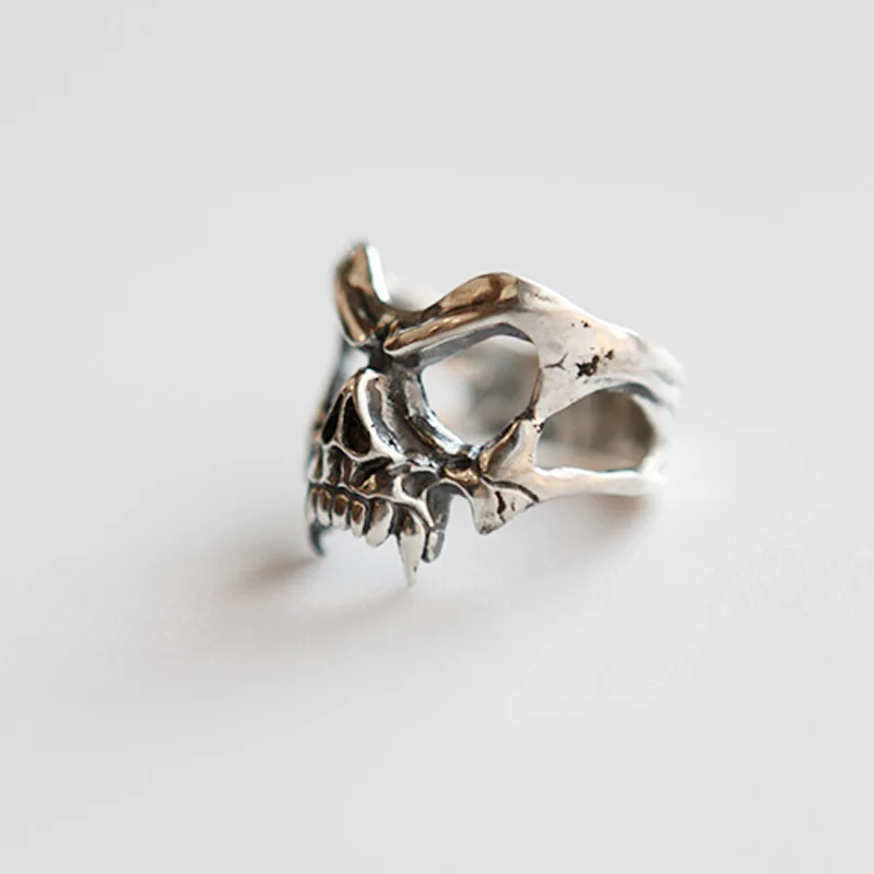 925 Sterling Silver Skeleton Head Punk ​Ring Adjustable Rings For Women Luxury Jewelry Wholesale