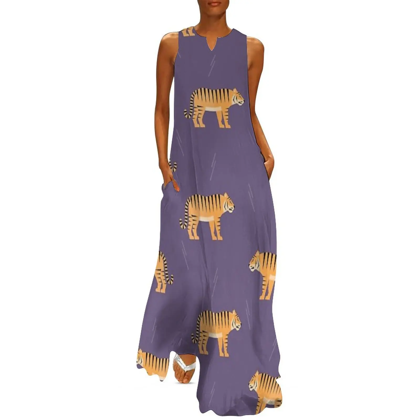 

Tigers on purple Long Dress summer dress women 2025 evening dress women Cocktail of dresses Women's summer