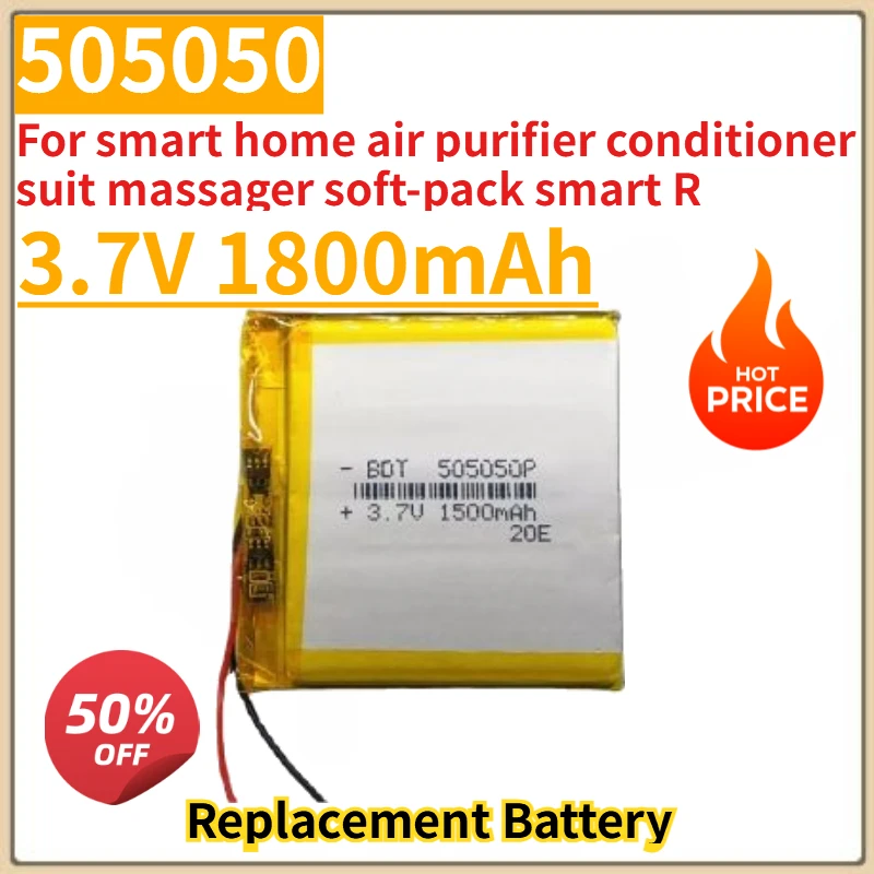 

Новая сменная батарея 505050, 3.7В 1800мАч, для умного очистителя воздуха, кондиционера, массажера, мягкий чехол, Smart R