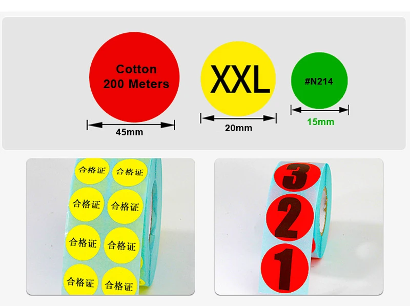 30mm 35mm Colours Circle Thermal Paper Label Waterproof OIl Resistant Barcode Round Sticker