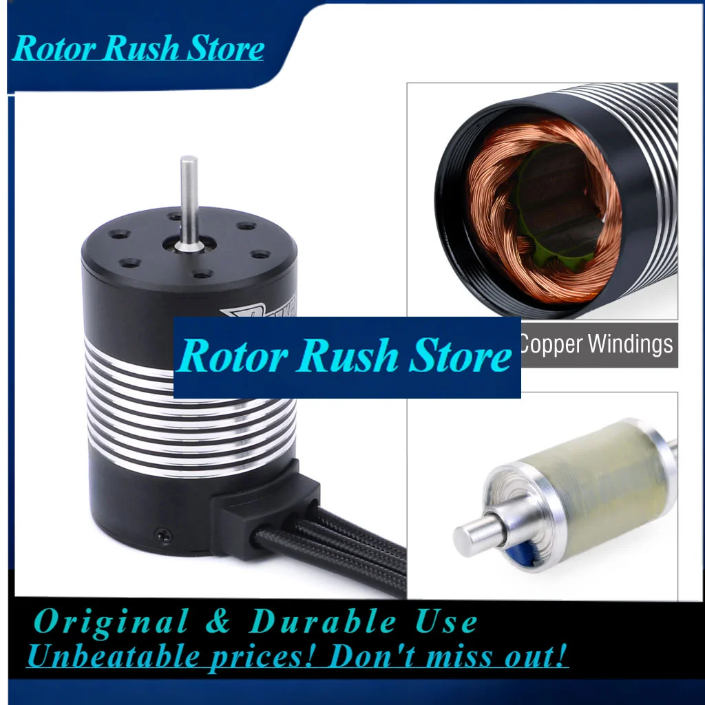RoRuSSurpass Hobby Rocket Waterproof 3650 4-Pole 900W 3.175mm Shaft Brushless Motor For 1/10 1/12 Rc Car Boat HSP Traxxas WLtoys