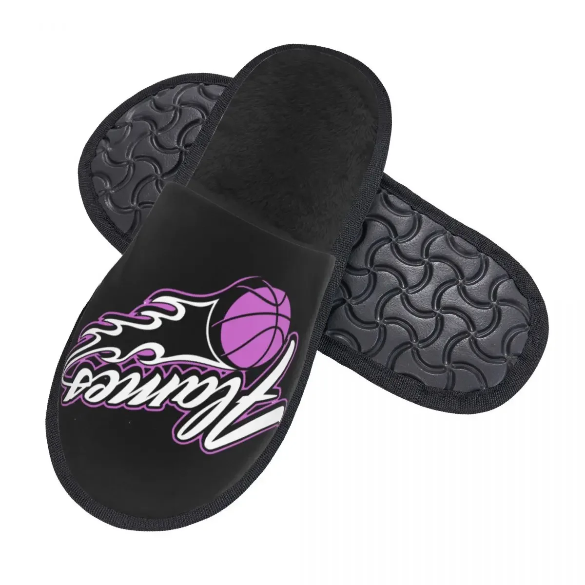 Custom Basketball Memory Foam Slippers Women Comfy Warm Physical culture Round House Slippers