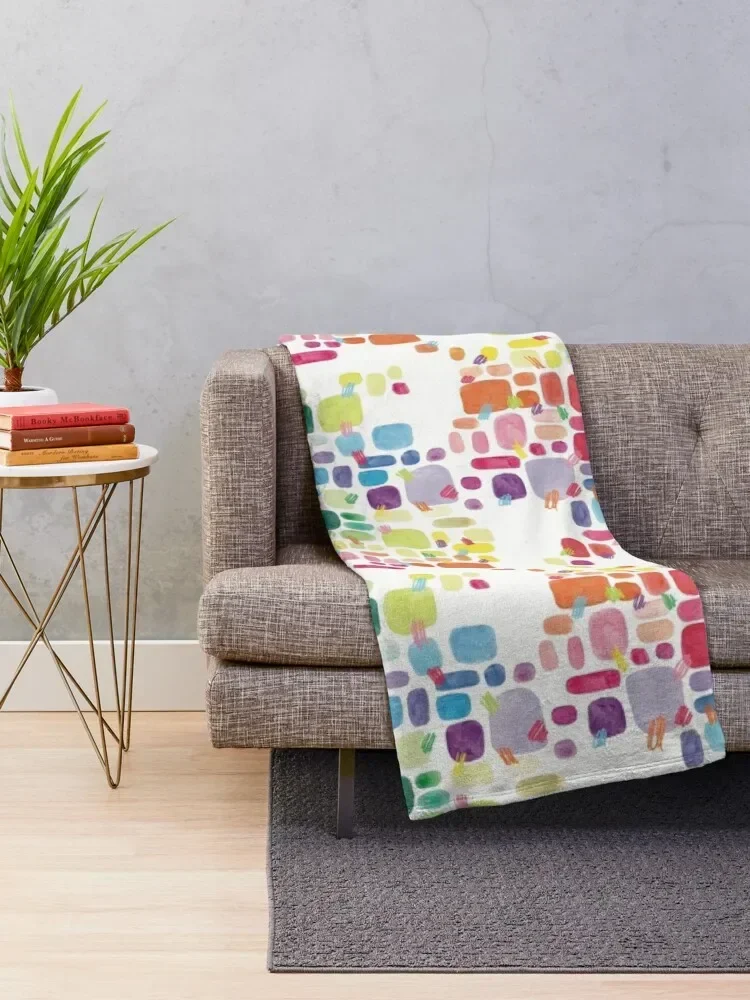 Abstract Colourful Paint Swatches and Pencil Scribbles Throw Blanket decorative anime Blankets