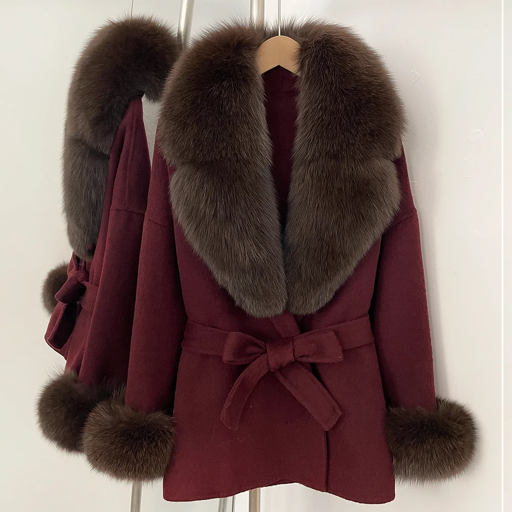 Women's Woolen Coat Female Fur Coat Women's Real Fur Coat Women's Clothing Trend 2026 Luxury Clothing Woman Designer Overcoat