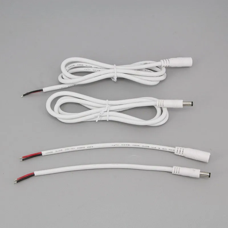 18awg 7A white 0.2m/1m DC Male Female Power Supply extension Cable 5.5x2.1mm Connector cord Copper Wire For LED Strip light P2