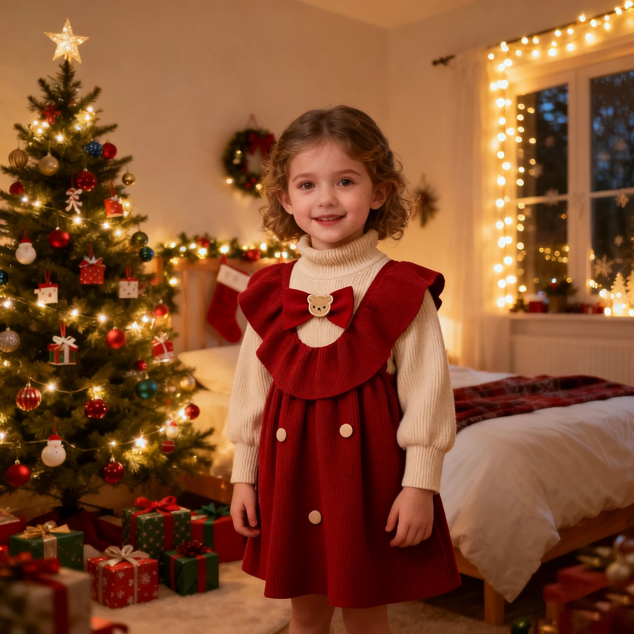 عيد الميلاد محبوك فستان طفل الفتيات الأطفال فستان عيد الميلاد الخريف طفل الفتيات فستان أحمر الاطفال فساتين الأميرة 01 2 3 4 5 سنوات