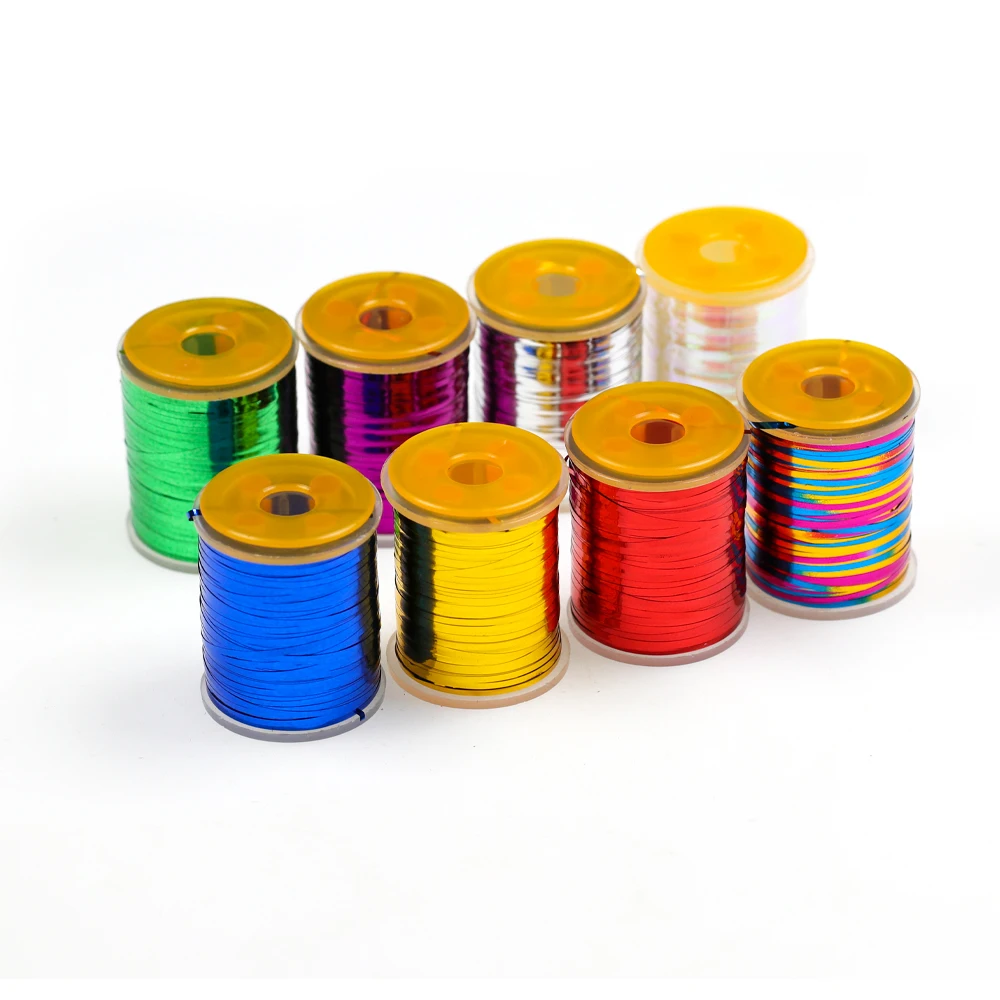 2 Stück 0,3mm/1mm Holographisches Lametta Flaches Mylar-Tinsel-Flashband für Buzzer, Midges, Streamer, Flashback-Nymphen – Detail 9